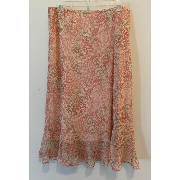 Sangria 2 pc Skirt Set Midi Ruffled Sheer Lined & Short Sleeve Top Size 10 - Picture 4 of 16